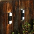thumbnail image 1 of Luces solares de pared exterior - Aplique moderno de arriba abajo con 6 cuentas LED, impermeable IP65, ABS+PC negro, pack de 2 para porche y patio jardín, 1 of 6