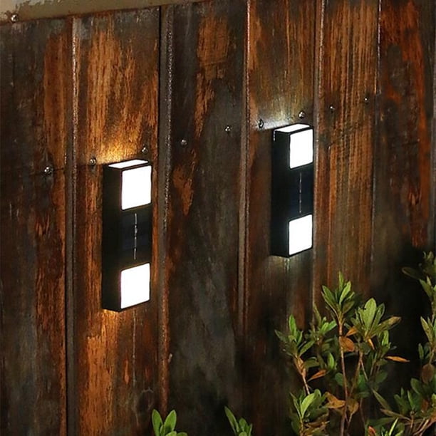 Luces solares de pared exterior - Aplique moderno de arriba abajo con 6 cuentas LED, impermeable IP65, ABS+PC negro, pack de 2 para porche y patio jardín