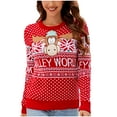thumbnail image 1 of Suéter de cuello redondo de moda para mujer, suéter de punto con estampado navideño, blusa superior, suéter para mujer, 1 of 2