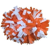 kuugear Pair, 6 Plastic Cheerleading Pom Pom with Baton Handle - Orange/White
