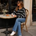 thumbnail image 6 of Sweater For Women Oversized V Neck Striped Sweater Pullover Color Block Polo Collar Long Sleeve Knit Cozy 2026 Fall Winter Streetwear Tops M, 6 of 7