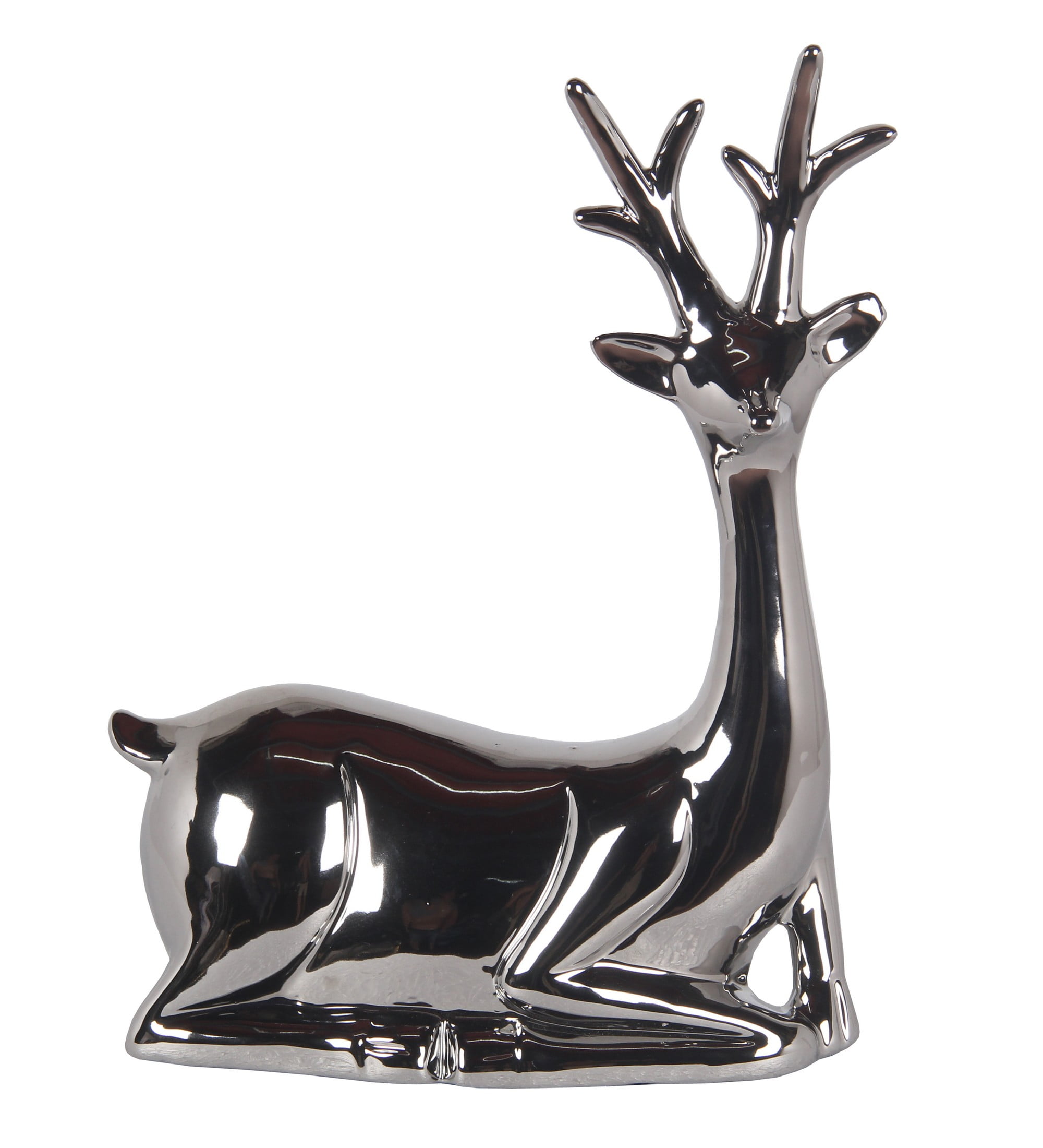 Privilege Large Metallic Dark Chrome Ceramic Deer Figurine 26065 ...