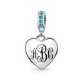 thumbnail image 4 of Bling Jewelry Womens Heart Dangle Bead Charm Crystal Aqua Blue March .925 Sterling Silver, 4 of 5