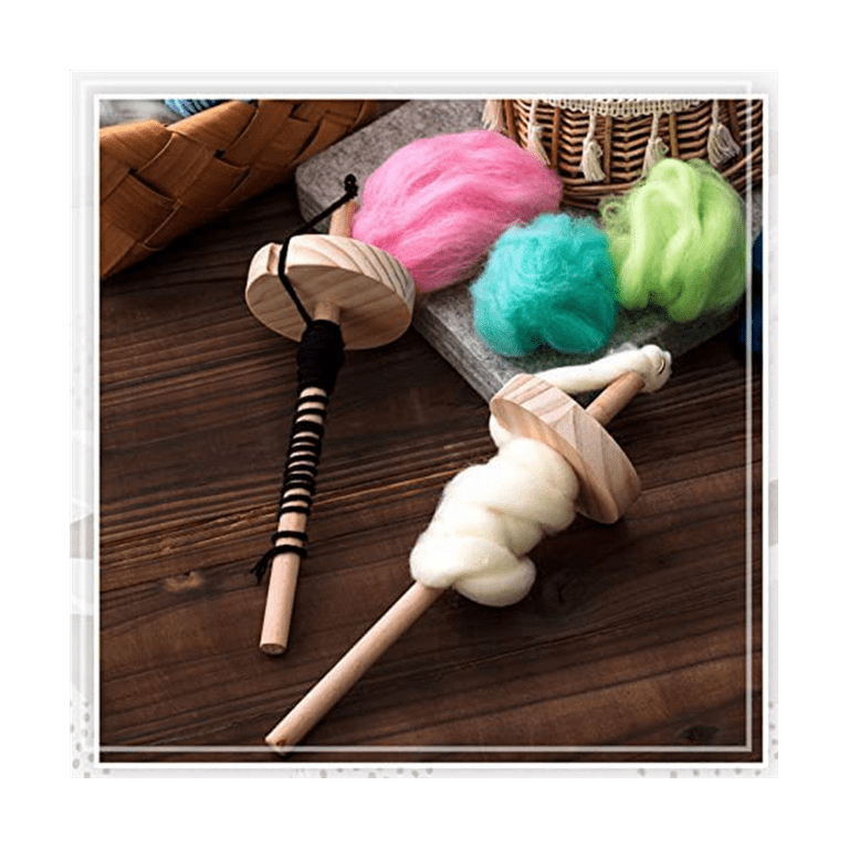 Large Wooden Drop Spindle for Hand Spinning Wool Yarn - Solid Wood Spindle