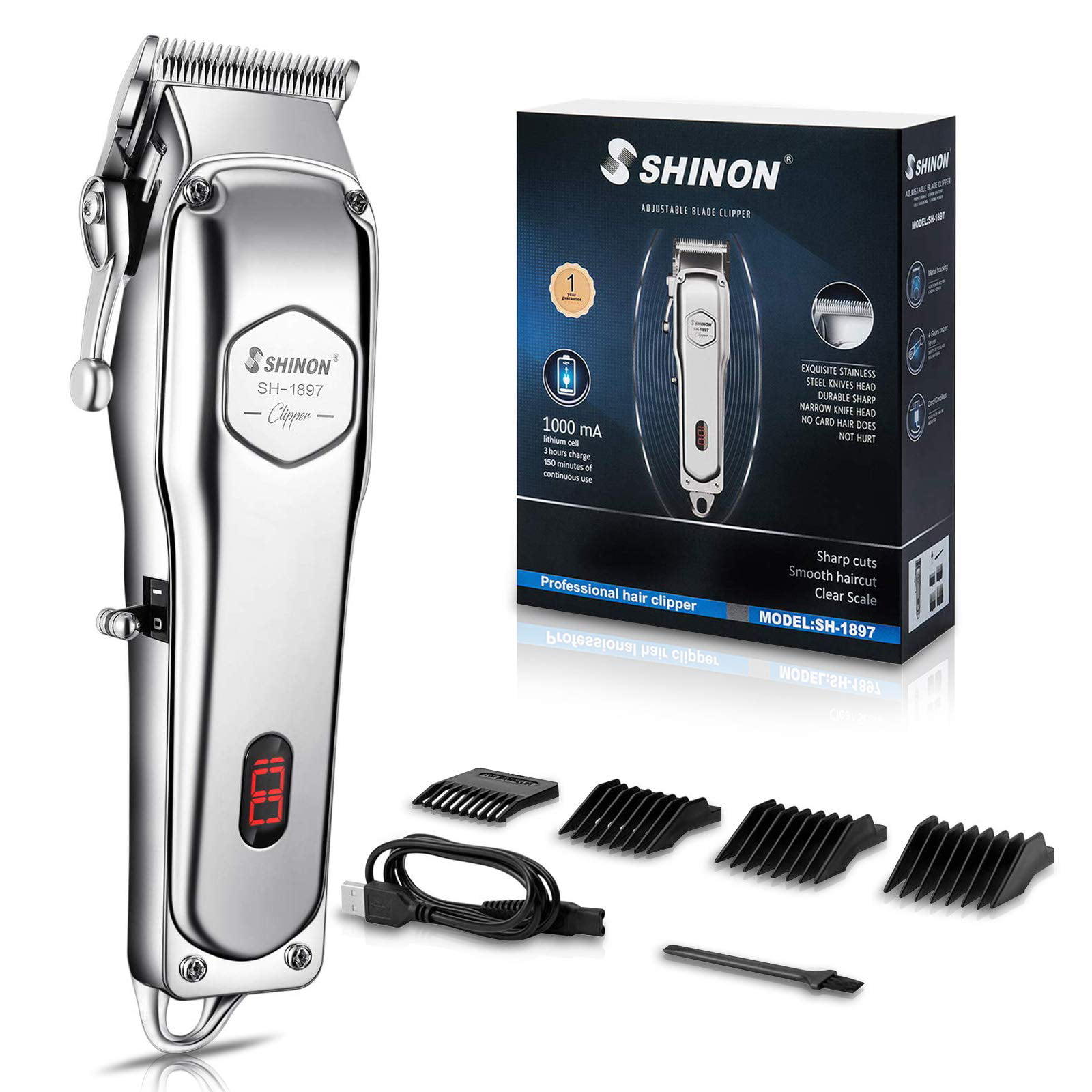 Cordless Hair Clippers for Men SUPRENT, Professional Hair Cutting Kit with 2000mAh Lithium Ion, Stainless Steel Blade, Hair Trimmer with Lock-in Lengt