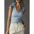 thumbnail image 4 of Rdhnmea Women's Bow Tie Tank Tops V Neck Shoulder Strap Sleeveless Shirts Slim Fit Summer Going Out Knit Camisoles Streetwear, 4 of 8