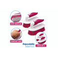 thumbnail image 2 of Pack of 2 Heavy Duty Scrub Brushes with Rubber Grip – Bathroom Shower Sink Floor – White & Pink, Dependable Industries Inc. Essentials, 2 of 5
