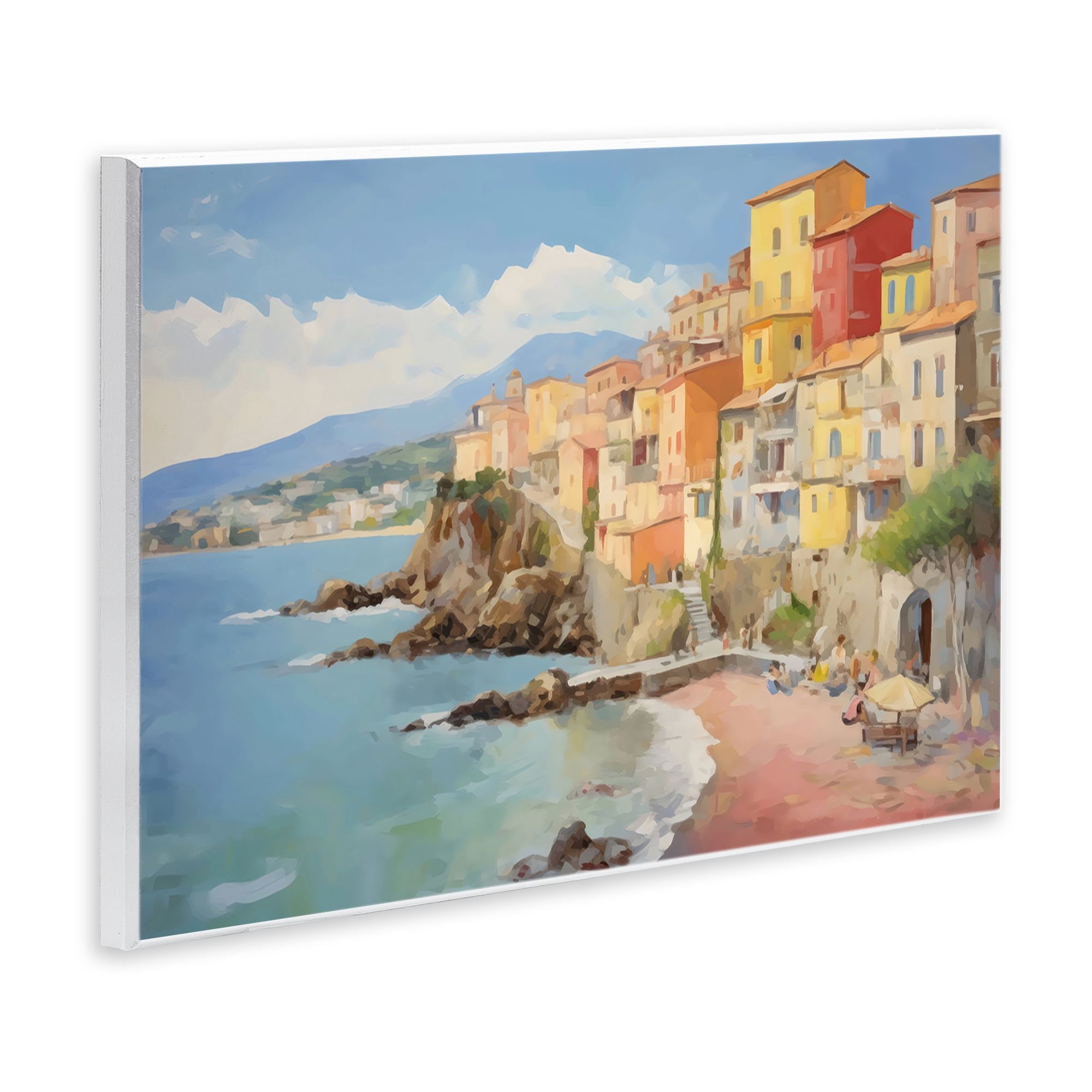 Stupell Industries Colorful Coastal Town by Sea Wall Plaque Art, design by Creative Studio