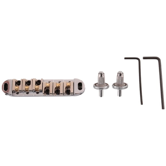 Roller Saddle Bridge with Posts and Spanner For Electric Guitar Silver Zinc Alloy5665