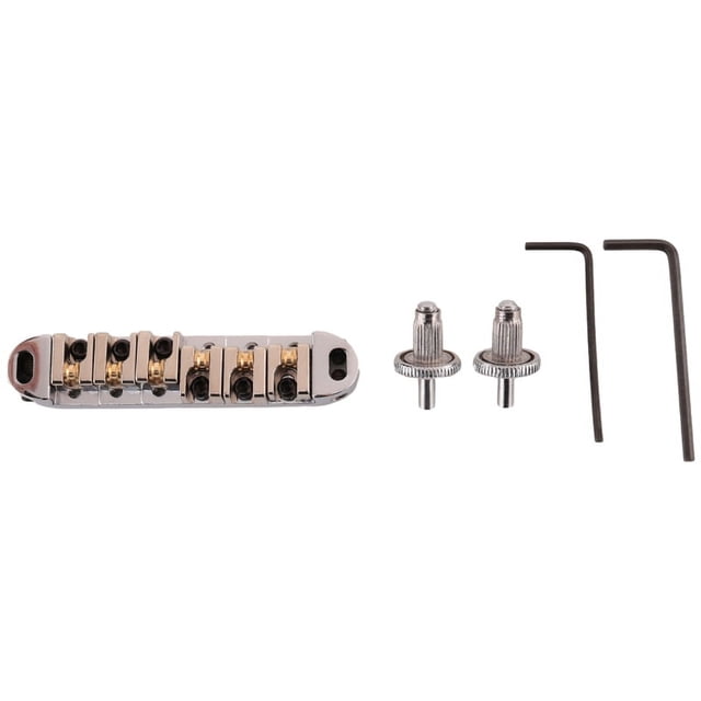 Puente de Silla de Montar con Postes y Llave para Guitarra EléCtrica Plateado