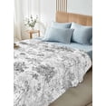 thumbnail image 4 of Gray Botanical King Size Flat Sheet, Wrinkleproof & Fadeproof Cooling Flat Bed Sheet Only, Watercolor Spring Floral Summer Breathable Soft Bedding Top Sheets 105 x 98 Inches, 4 of 8