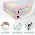thumbnail image 4 of Twin XL Quilt Set 68''x98'', Colorful Plaid Lightweight Bedspread Coverlet Set with 2 Pillow Shams, Modern Pink Blue Yellow Stripes Checked Breathable All Season Quilt Bedding for Dorm/Guest Room, 4 of 9