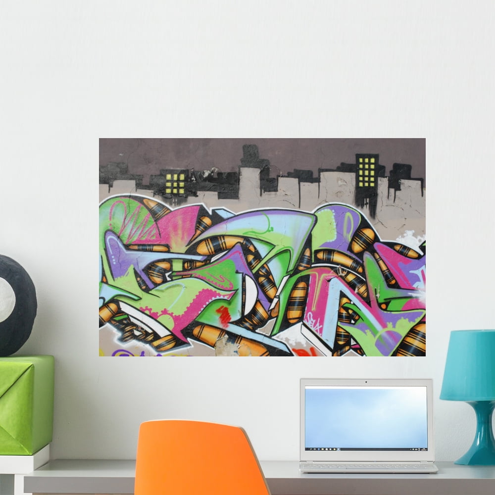Graffiti Wall City Wall Mural by Wallmonkeys Peel and Stick Graphic (24 ...