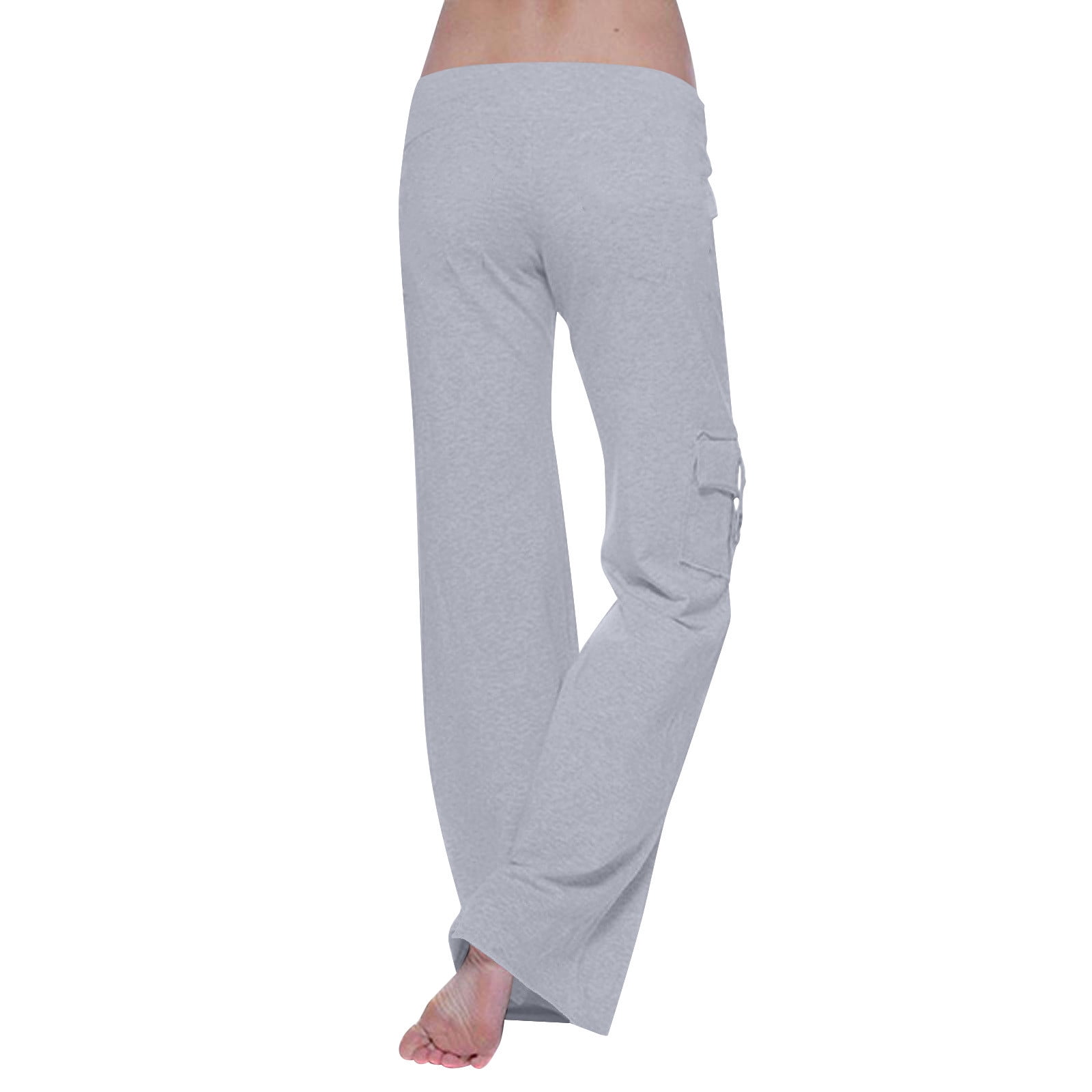 CFLVAEK Cargo Pants Women Tall with 1 Paper Bag Long Wide Leg Mid Rise Joggers Stretchy Plain Hiking Trousers Casual Long Length Gym Yoga Pants with Drawstring