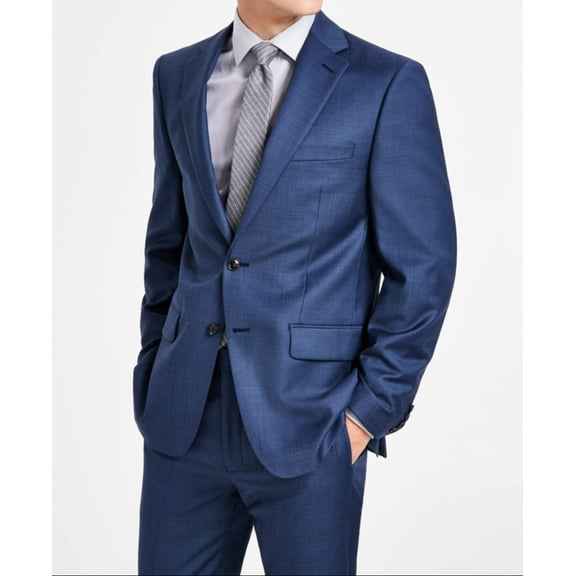 Calvin Klein Mens Slim fit Suit Jacket Blazer 48 R Blue Solid Stretch Wool