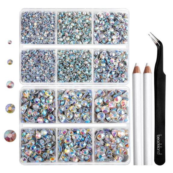 6736PCS Hotfix Rhinestones for Crafts, 5 Sizes, SS6-SS30, Crystal AB