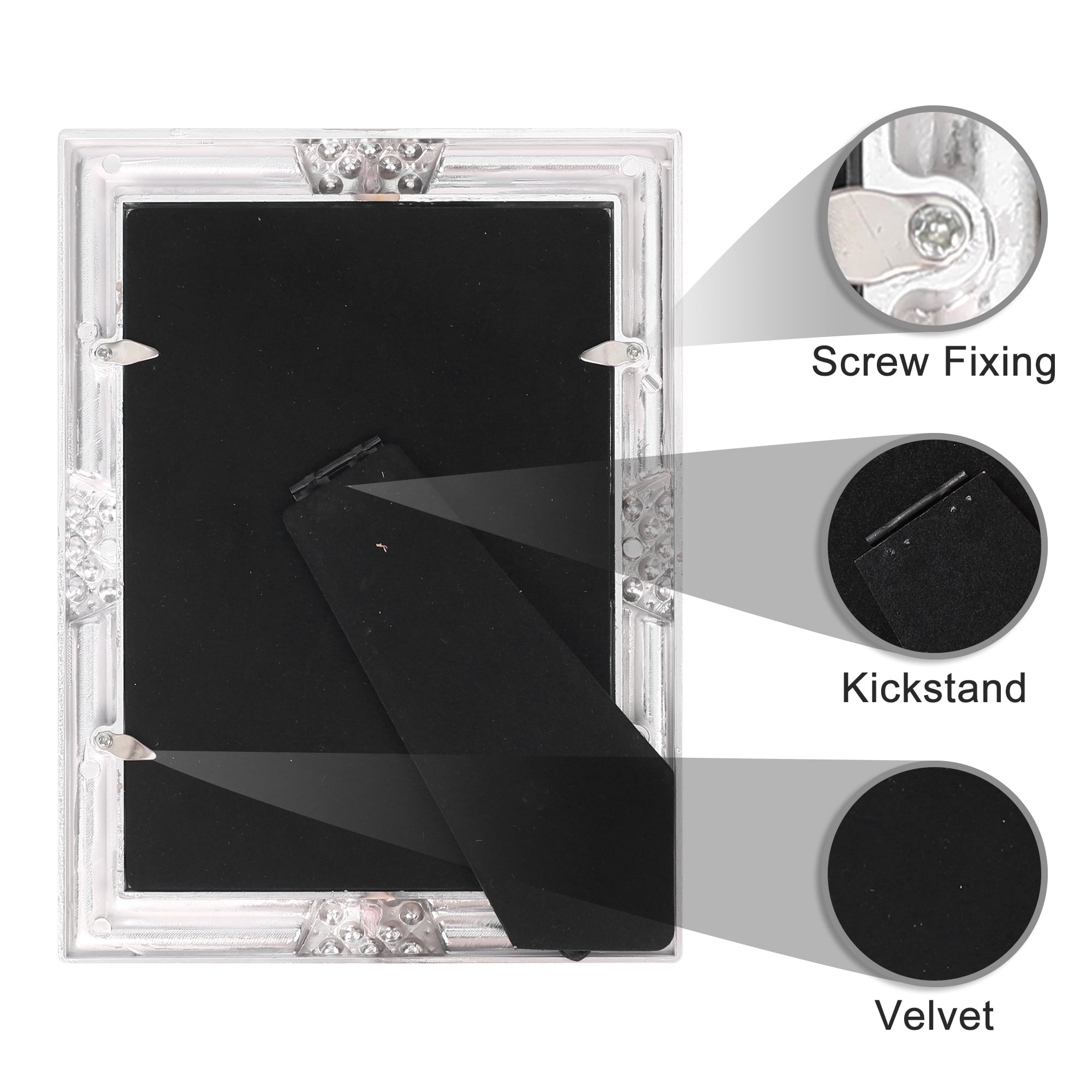 Unique Bargains Pearl Picture Frame Vintage Retro Plated Crystal Photo Frames Silver 5x7" Silver -2Pcs 5x7