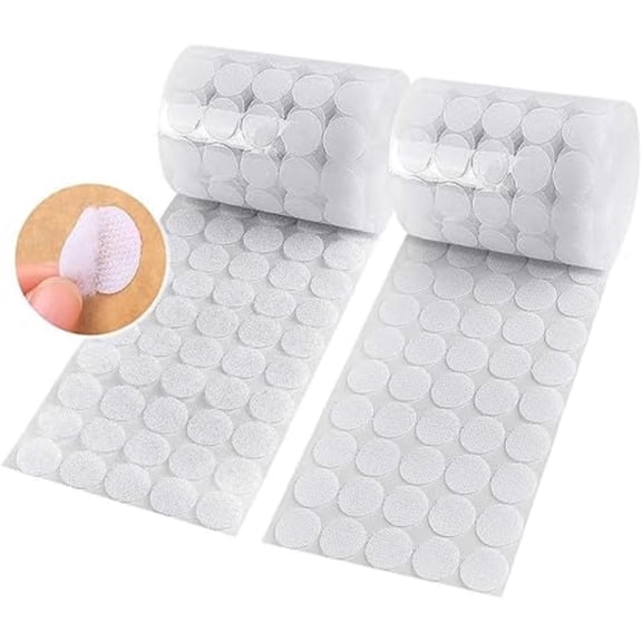 500pcs White Self-Adhesive Hook and Loop Dots - Round Sticky Back Fastener Tape, Reusable Adhesive Hook Loop Dots, Multi-Use Fasteners for Home Office Craft Organization, 0.4in, Clear