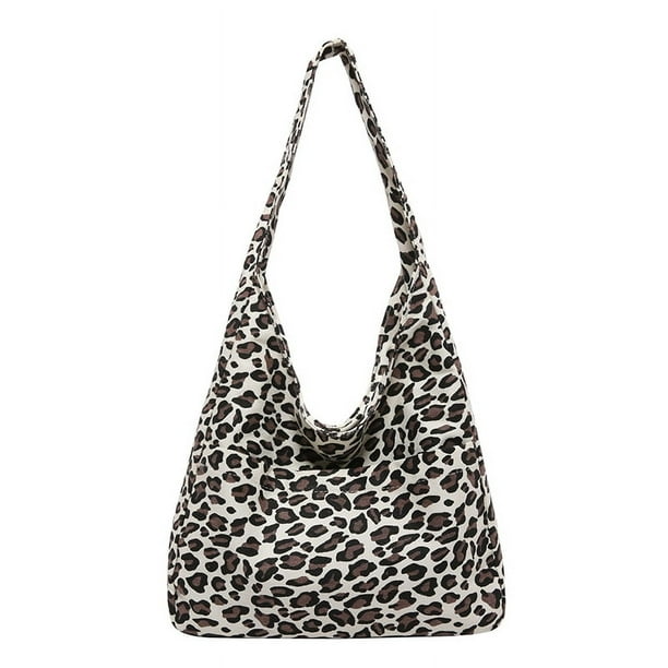 Bolsos Mano Bolso para Axilas Hobo Casuales Mujeres Leopardo Retro Lona Con Múltiples Bolsillos