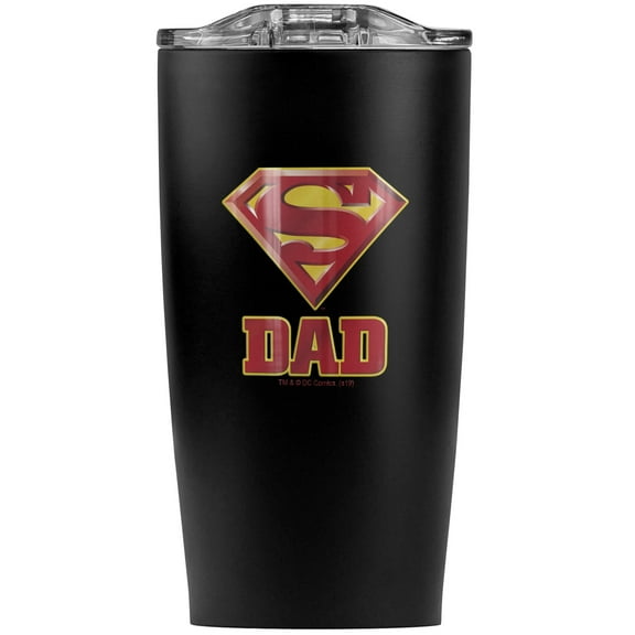 Superman Super Dad Shield Logo Stainless Steel 20 oz Travel Tumbler, Vacuum Insulated & Double Wall with Leakproof Sliding Lid | Great for Coffee/Hot Drinks and Cold Beverages