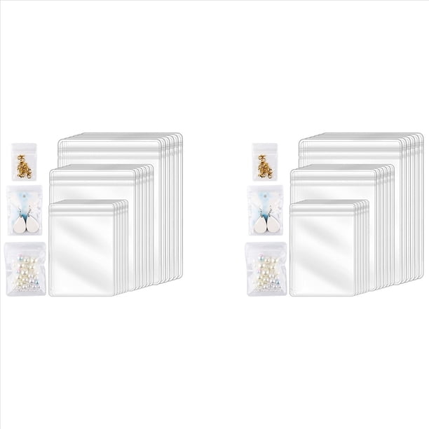 300 Piezas 3 Tamaños Bolsas Transparentes para Pendientes Bolsas Impermeables Bolsa de Almacenamiento Reutilizable Engrosada para Joyas Anillos Collar Pulsera
