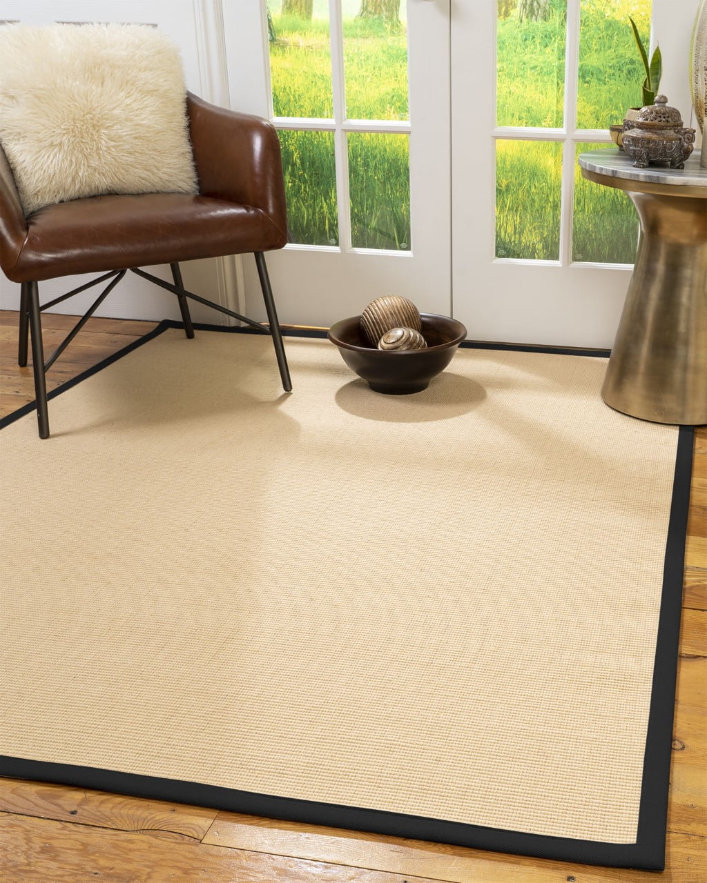 Natural Area Rugs Majesty Custom Wool Sisal Rug, 8' x 10', Oval Black