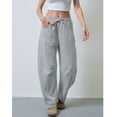 thumbnail image 3 of Lentta Women's Barrel Leg Sweatpant Drawstring Elastic Waisted Wide Leg Pants Casual Cotton Palazzo Trousers with Pockets, 3 of 7