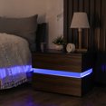 thumbnail image 6 of Hommpa LED Nightstand 2 Drawers Night Stand Wooden Texture Bedside Table for Bedroom Home Furniture Brown Black, 6 of 10
