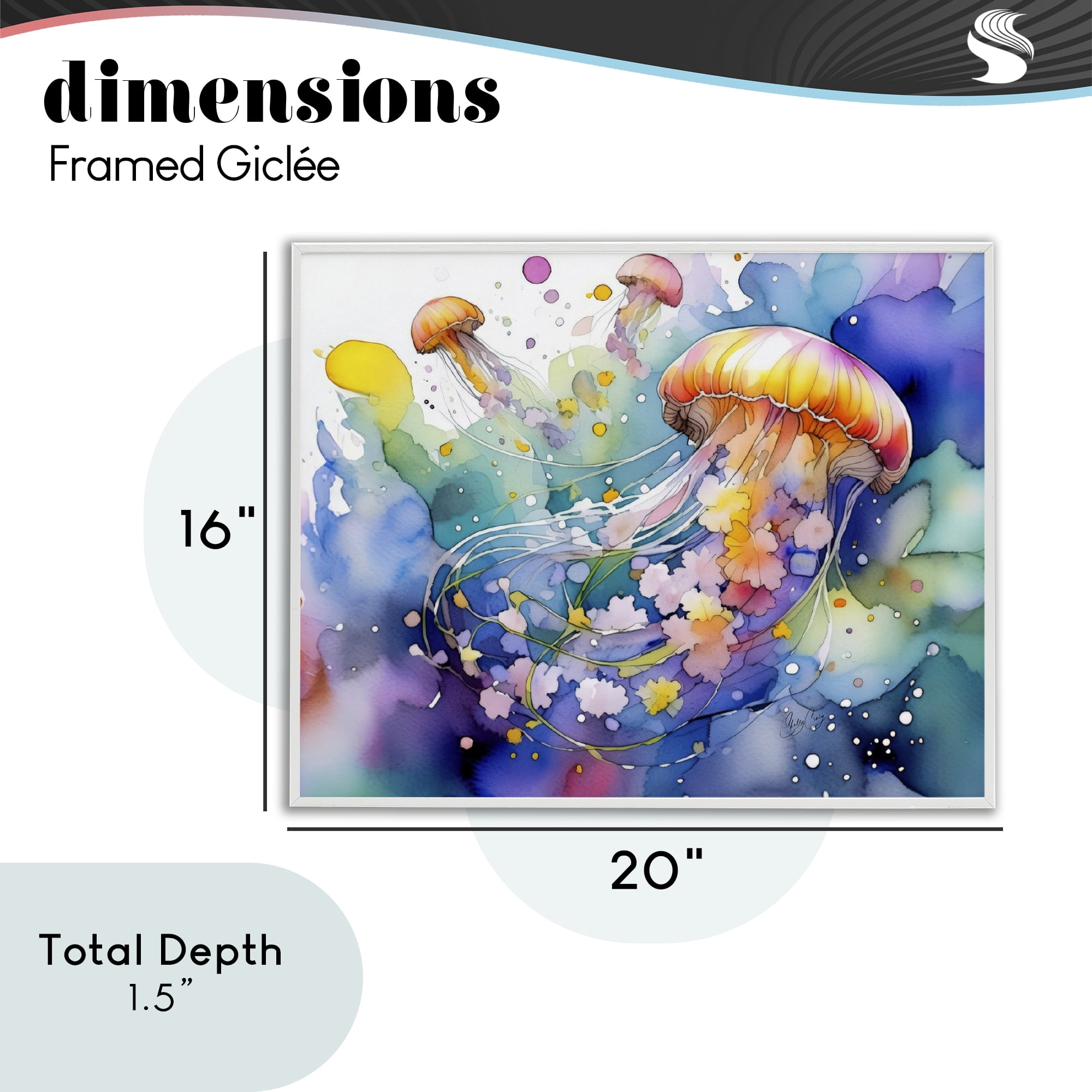 Stupell Industries Neon Jellyfish Underwater White Framed Giclee Art, design by Shelly Craig