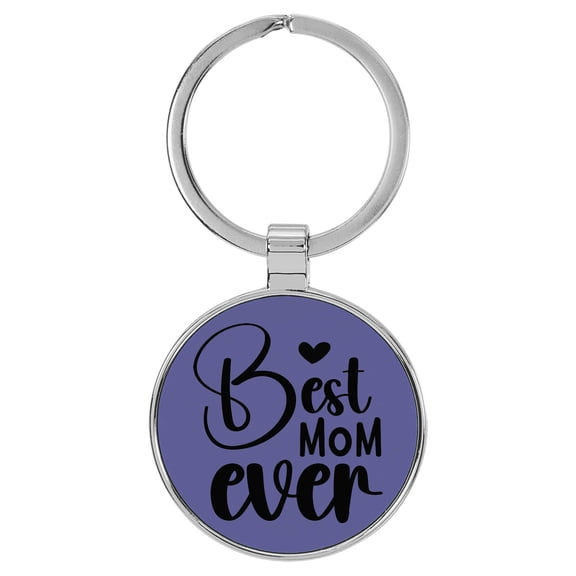 Enthoozies Best Mom Ever Purple Laser Engraved Leatherette Keychain Backpack Pull - 1.5 x 3 Inches