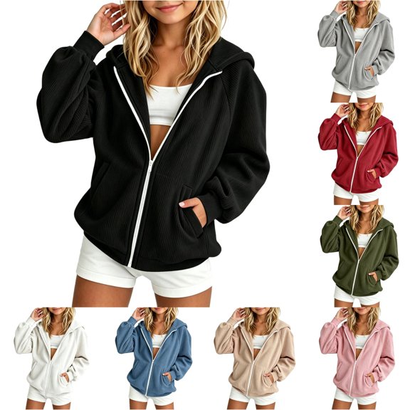 Bigetiay Girls Letter Print Zip Up Hoodie Long Sleeve Warm Winter Casual Light Jacket for Fall Girls Clothes 11-13 Years