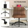 thumbnail image 6 of Costway Criss Cross Chair with Wheels Oversized U-shaped Seat Wheels for Home Office Brown, 6 of 10