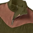 thumbnail image 5 of LWavelet Men's Ribbed Fabric Color Block Quarter Zip Pullover - Elbow Patches Casual Fall Winter Top Army Green XL, 5 of 7
