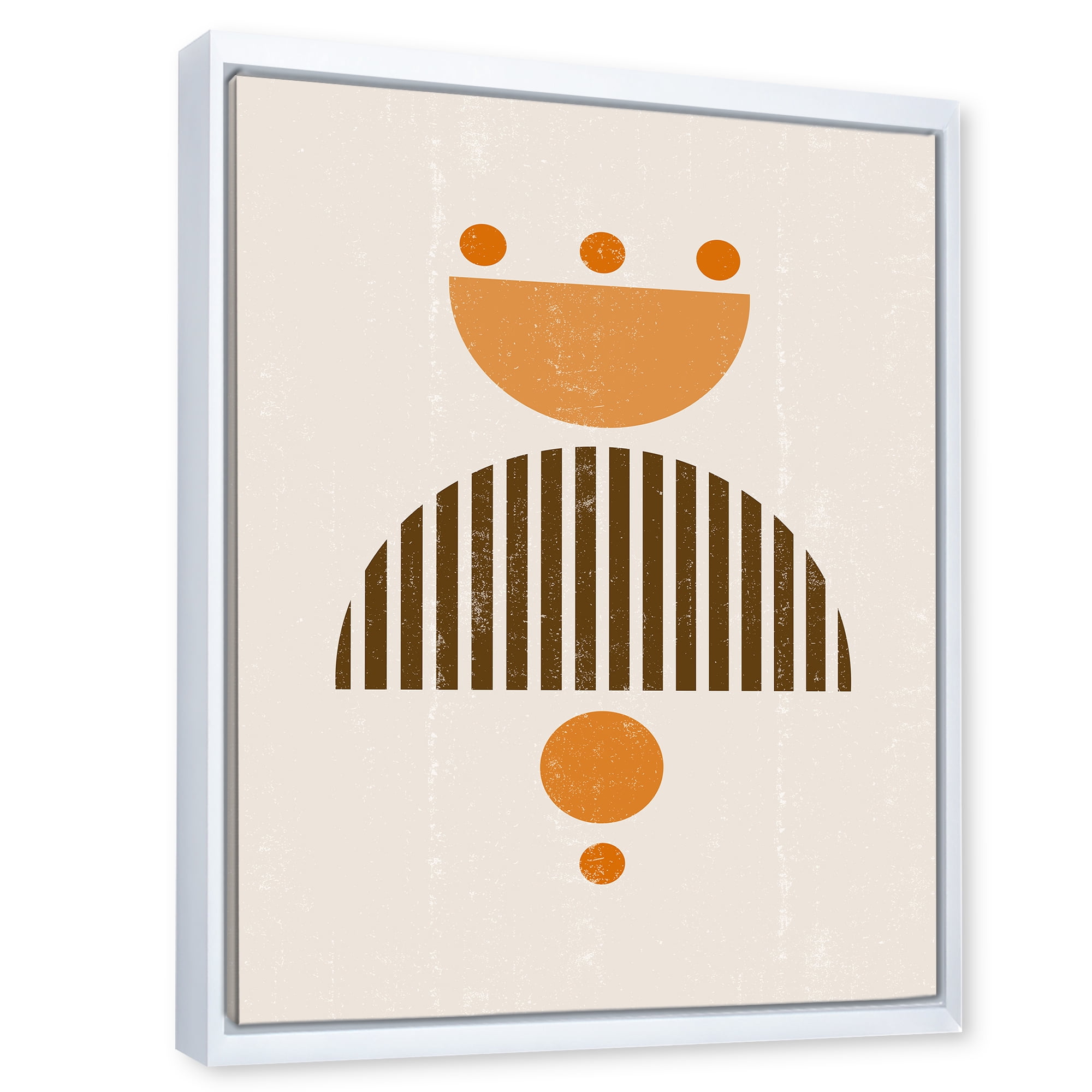 Designart 'Abstract Minimal Moon and Sun In Earth Tones II' Modern Framed Canvas Wall Art Print