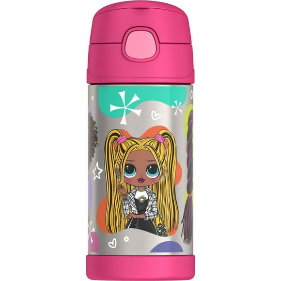 Thermos Funtainer 12 Oz Vacuum Insulated Straw Bottle, OMG LOL Surprise