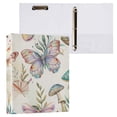 thumbnail image 3 of Butterflies Mushrooms 3 Ring Binders 1.5 inch Hardcover File Folders with Interior Pockets A4 Size Organizer for School Office Hospital Set of 2, 3 of 8