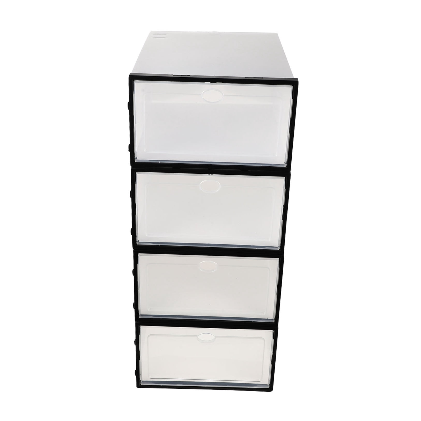 RENACLIPY 4-Pack White Plastic Shoe Storage Boxes with Clear Window, Stackable and Space-Saving Design