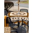 thumbnail image 5 of Outdoor Tablecloth with Umbrella Hole for Patio/Picnic/Party/Camping, Brown Western Waterproof Table Cloth Square Cover Washable, Vintage Texas Stars Country Wheats (54"x 54"), 5 of 8