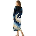 thumbnail image 2 of Tutolipy Cat Moon Printed Nightgowns for Women V Neck Sleepwear Long Sleeve Loungewear Comfy House Dress for Home, XL, 2 of 7