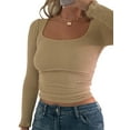 thumbnail image 1 of Fortune Haut à Manches Longues Col Rond pour Femmes, T-Shirt Basique Ajusté, 1 of 9