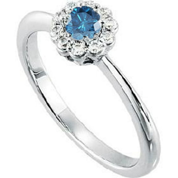 Pompeii 1/2Carat Treated Blue Diamond Halo Engagement Ring Vintage Antique White Gold