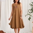 thumbnail image 1 of SMihono Summer Plus Size Dress for Women 2023 Mode Été Décontractée Robe Col Rond en Chanvre Coton Solide Poche à Manches Courtes Robe, 1 of 6