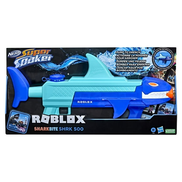 Super Soaker Nerf Super Soaker Roblox Sharkbite Pistolet à Eau Shrk 500 Inclut Code pour Article Virtuel Exclusif Mécanisme de Pompe Multicolore