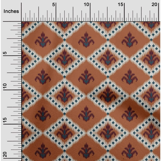 oneOone Polyester Lycra Fabric Argyle Ikat Printed Craft Fabric BTY 56 Inch Wide