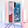 thumbnail image 2 of Long Crossbody Lanyard Clear Case for Samsung Galaxy A14 with Adjustable Neck Strap, Glitter Sparkly Bling Quicksand Phone Cover Cases for Samsung Galaxy A14 4G/ 5G QKG Blue, 2 of 14