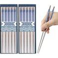 thumbnail image 1 of Palillos Chinos de Acero Inoxidable Reutilizables, Palillos Impresos de Porcelana Azul y Blanco, Mango Largo Antideslizante, Aptos para Lavaplatos, para Hogar, Cocina O Restaurante., 1 of 4