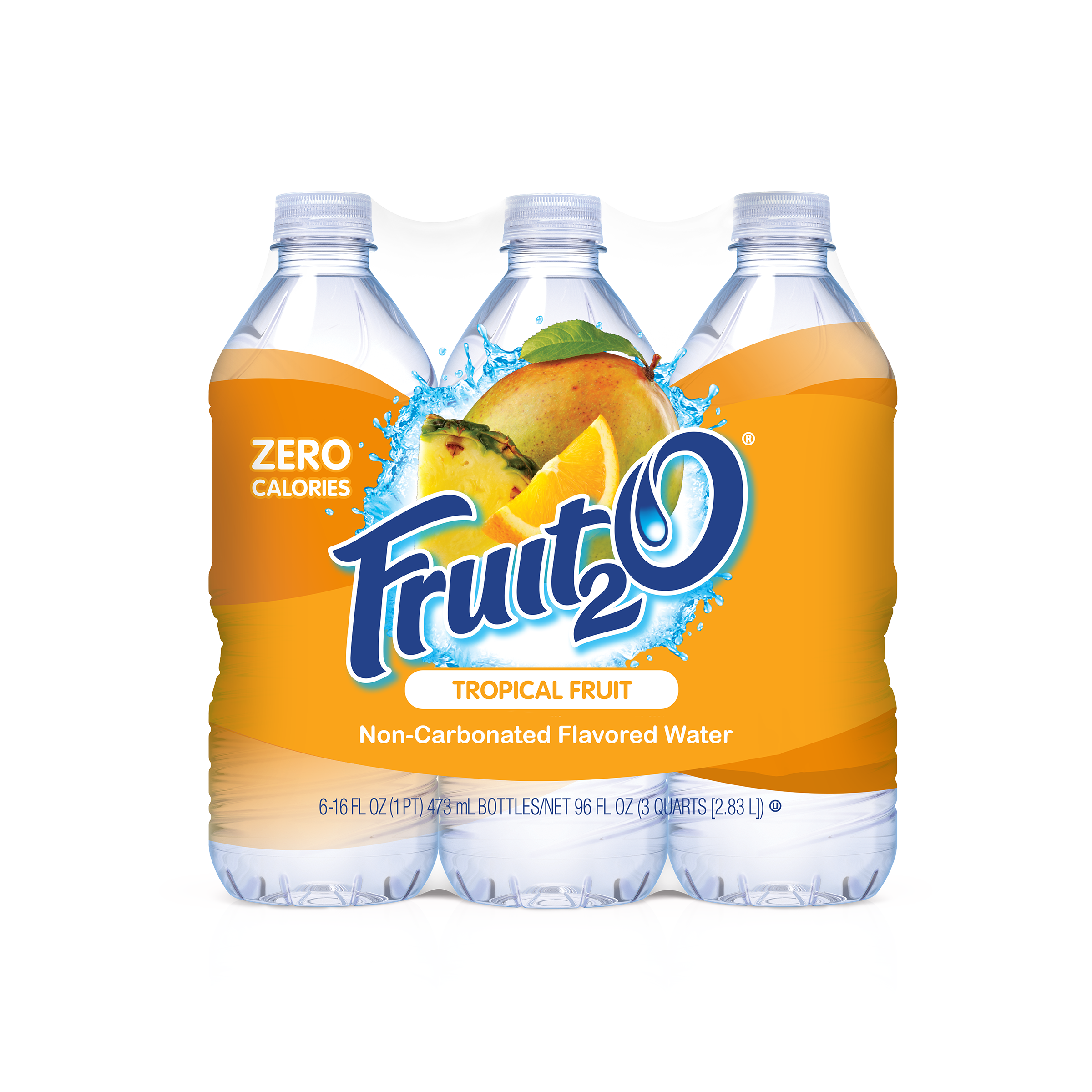 Fruit2O Tropical Fruit Flavored Water, Zero Calorie Drink, 6 Count, 16