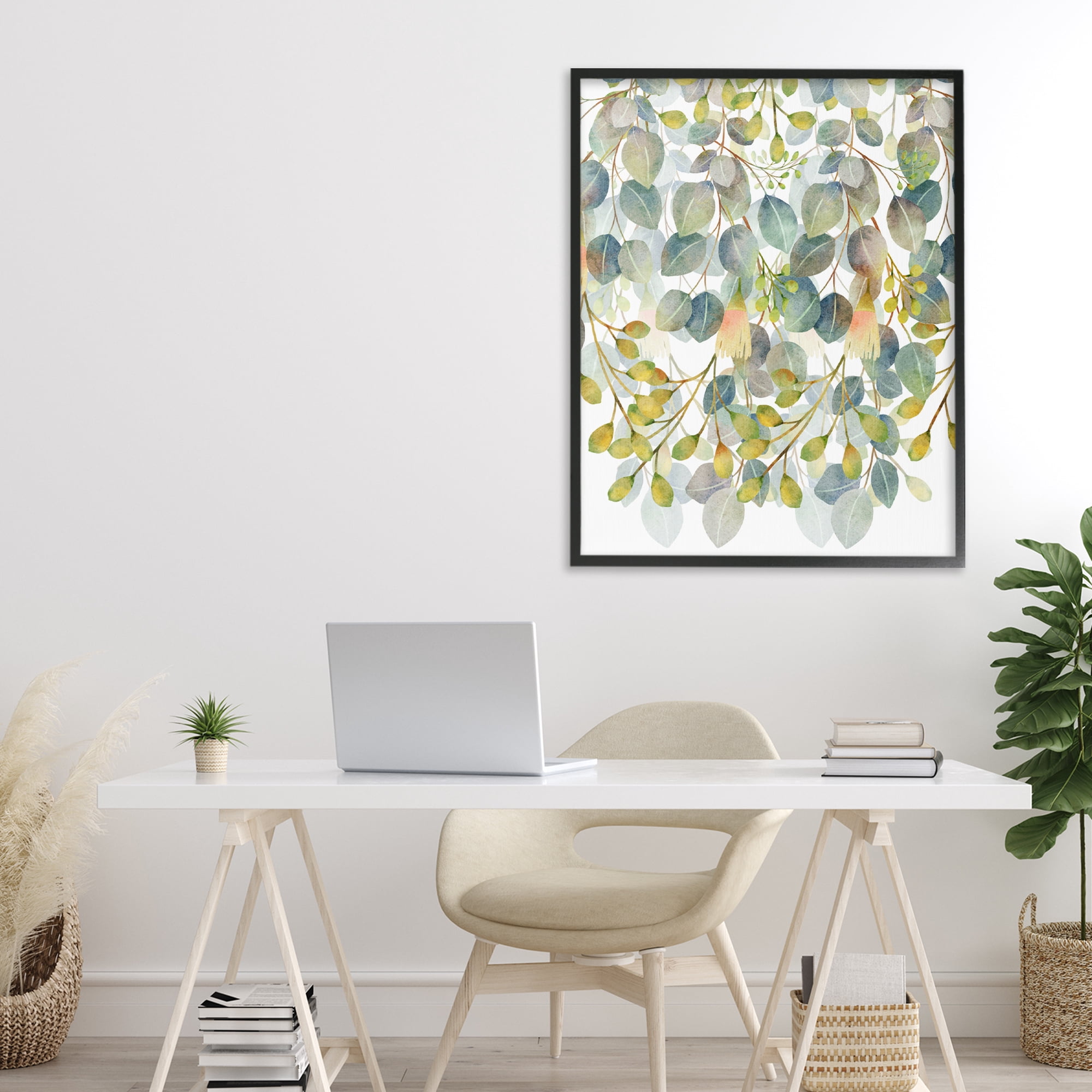 Stupell Industries Hanging Layered Botanicals Black Framed Giclee Art, design by Marcus Prime