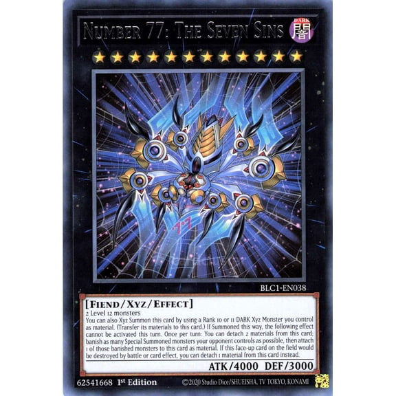 YuGiOh Battles of Legend Chapter 1 Ultra Rare Number 77: The Seven Sins BLC1-EN038 (Silver Name Version)