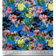 thumbnail image 1 of Soimoi Japan Crepe Satin Fabric Leaves & Floral Texture Print Fabric by Yard 42 Inch Wide, 1 of 1